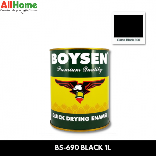 BOYSEN BS-690 QUICK DRYING ENAMEL BLACK 1L|Allhome Online