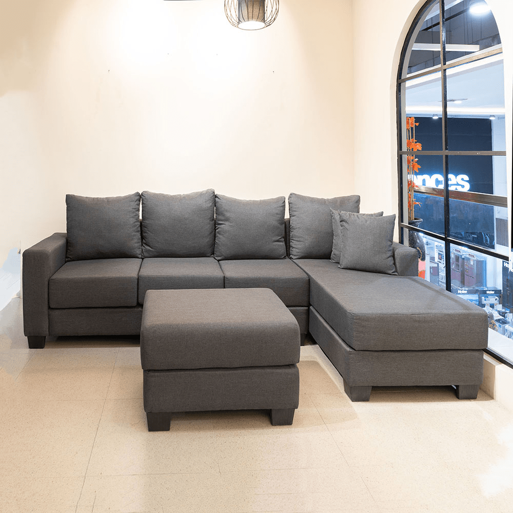 Helena Corner L-Shape Sofa Set With Ottoman | Allhome