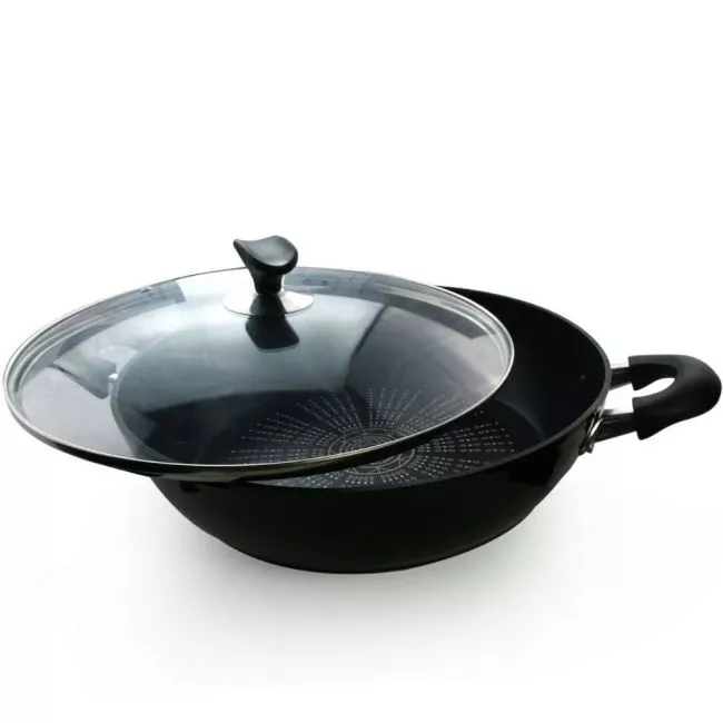 Masflex 32 cm Master Class Non Stick Wok With Glass Lid