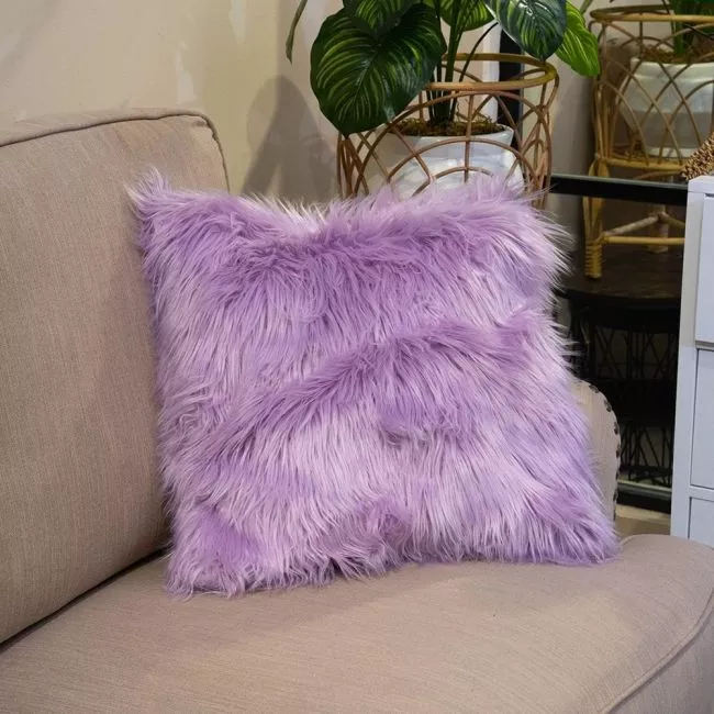 Throw Pillow Case Faux Fur 17x17 Violet 1.webp